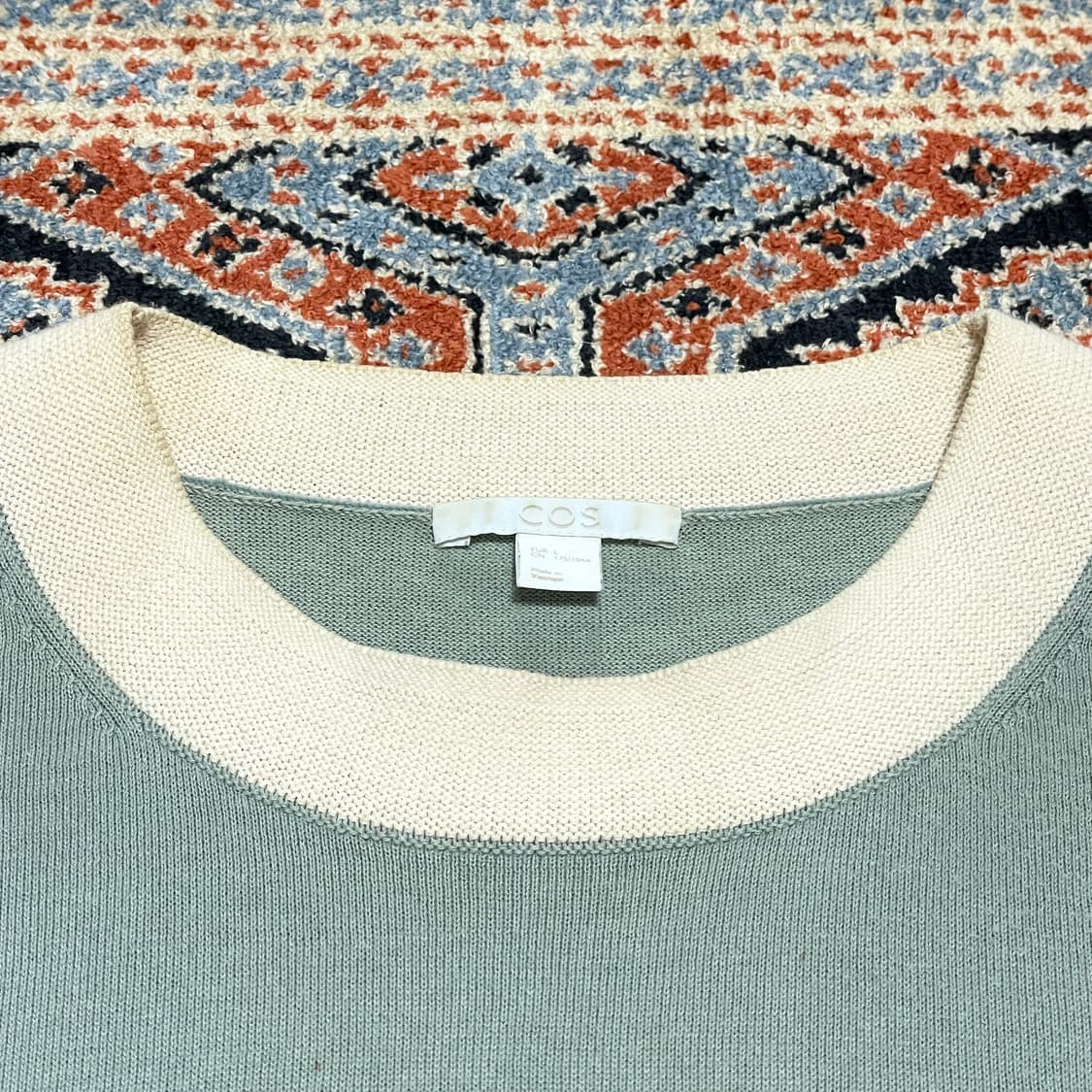 코스 민트배색 반팔 니트티셔츠 남성L 상품이미지4