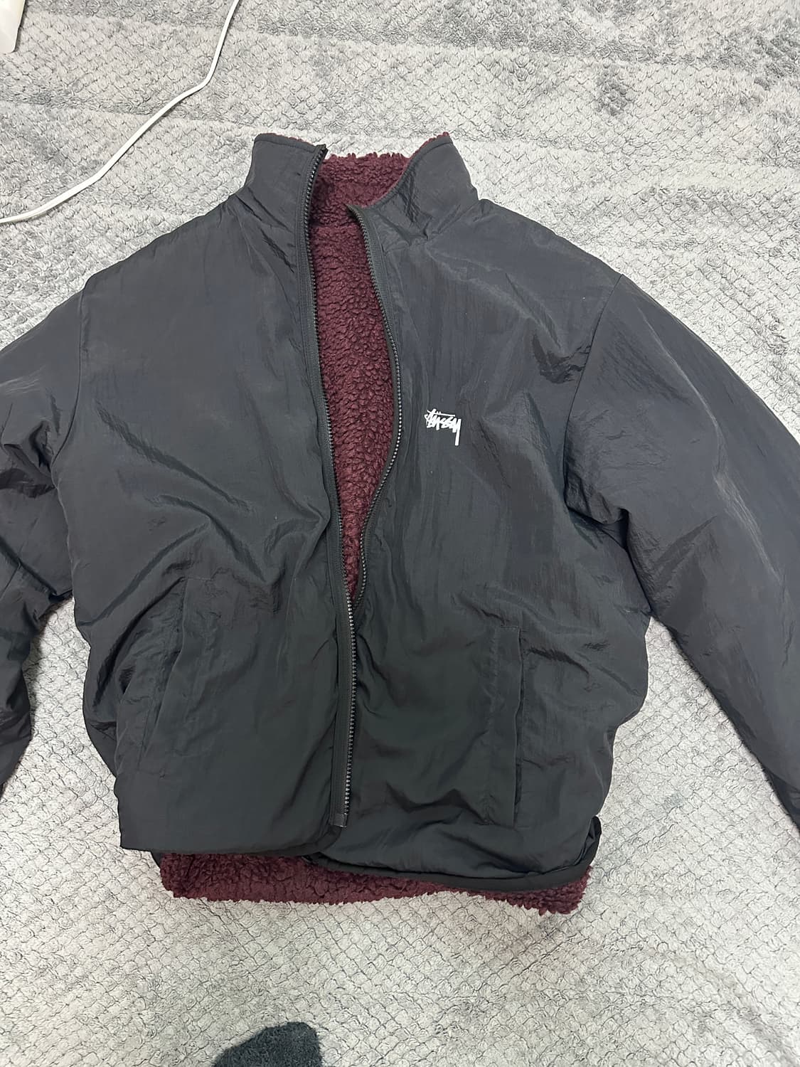 스투시 쉐르파 리버시블 자켓 버건디 상품이미지1