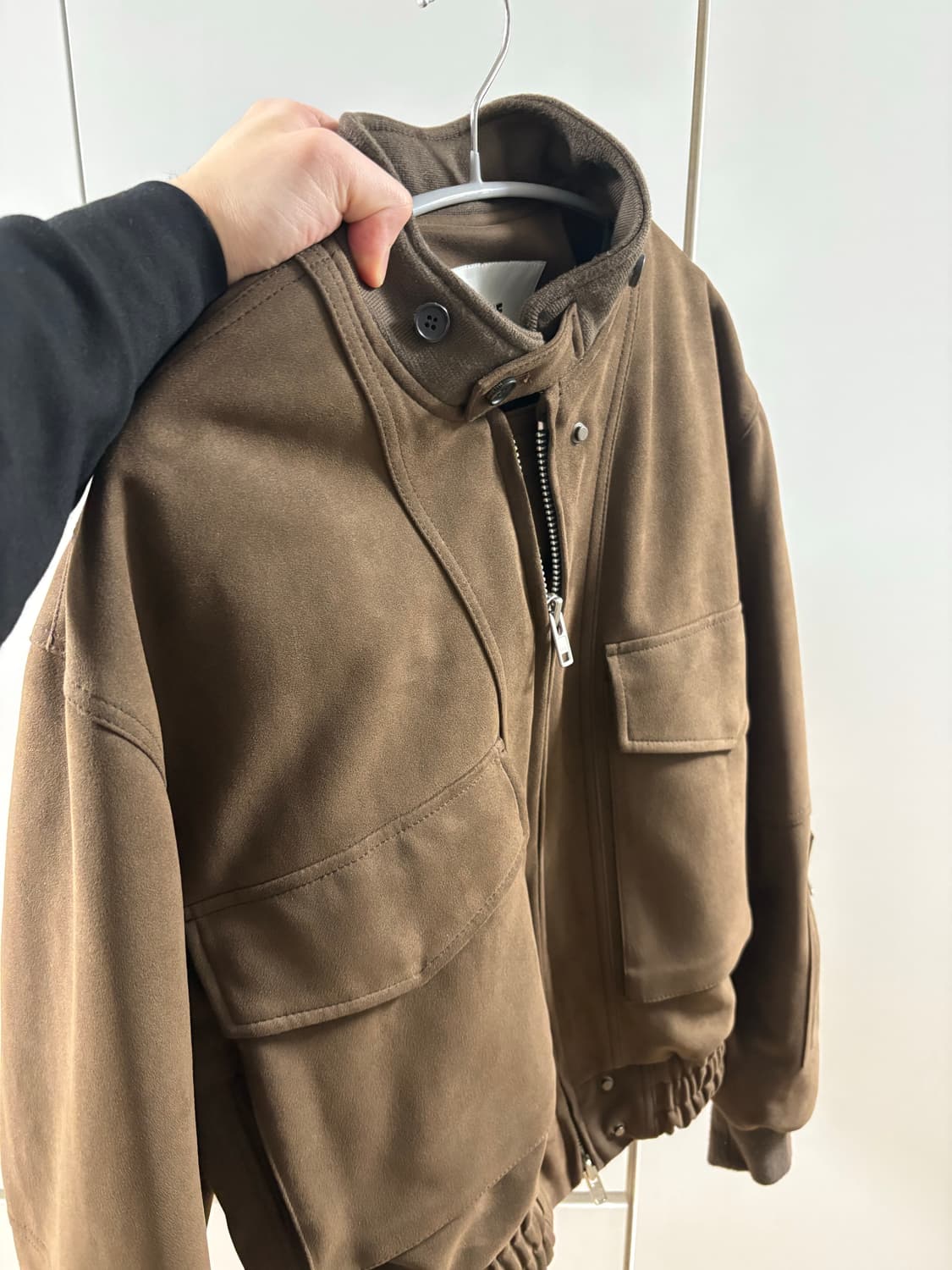 알렌느 3D 포우 스웨이드 봄버 자켓 브라운 1사이즈 상품이미지5