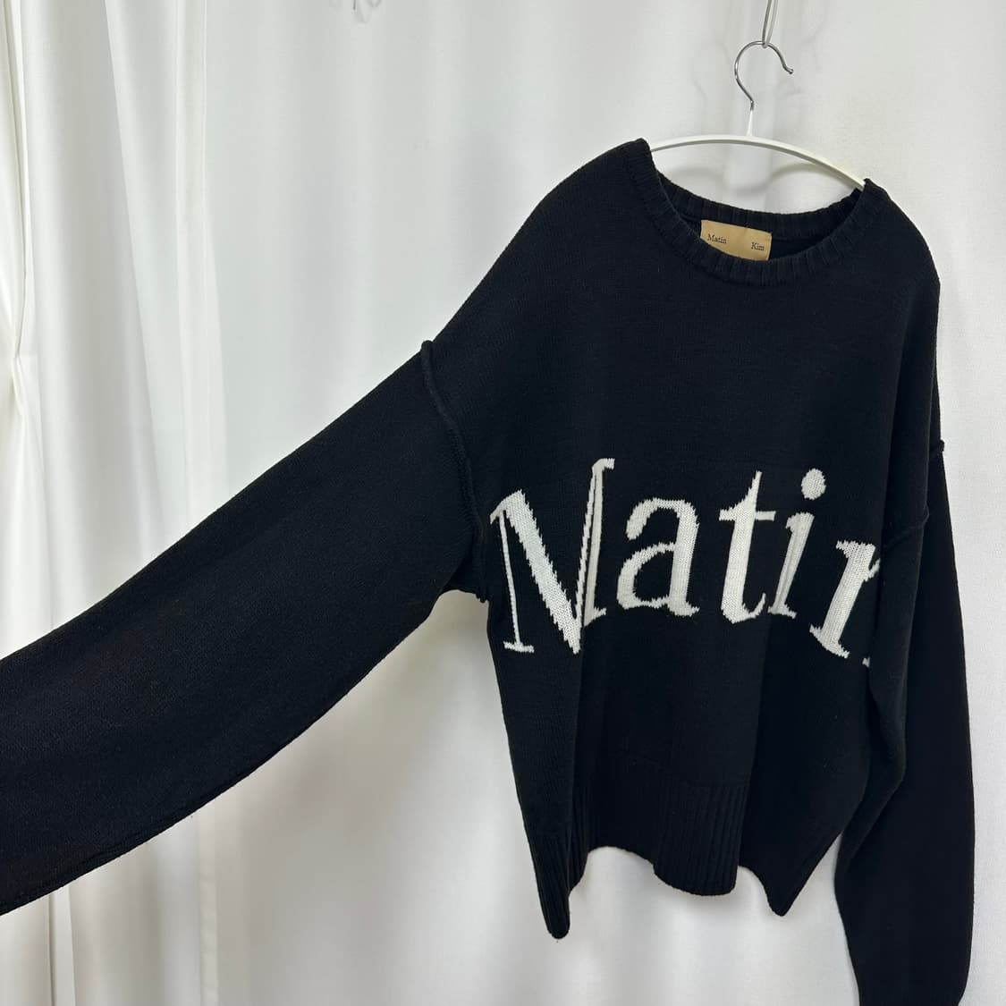 마뗑킴 남자 루즈핏 니트티 검정 FREE EIW 상품이미지3