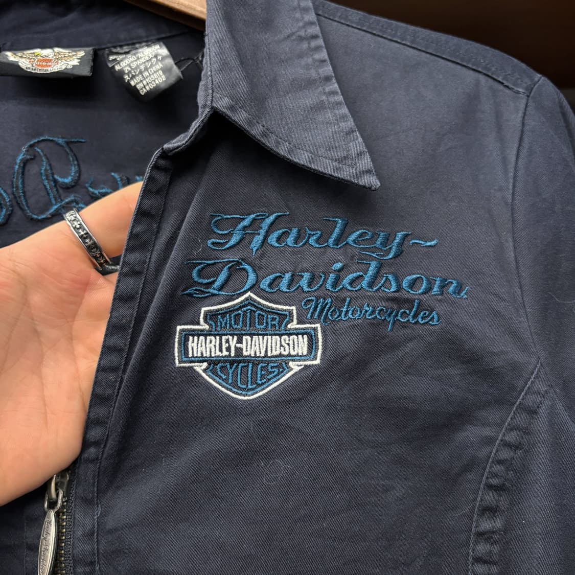 10s 할리데이비슨 우먼즈 시그니처 로고 V넥 카라집업자켓  N274 상품이미지5