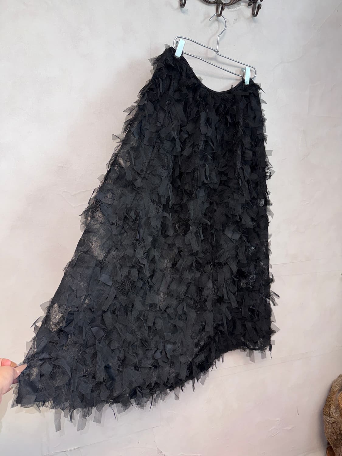 Black grunge ruffle lace layered maxi sk 상품이미지2