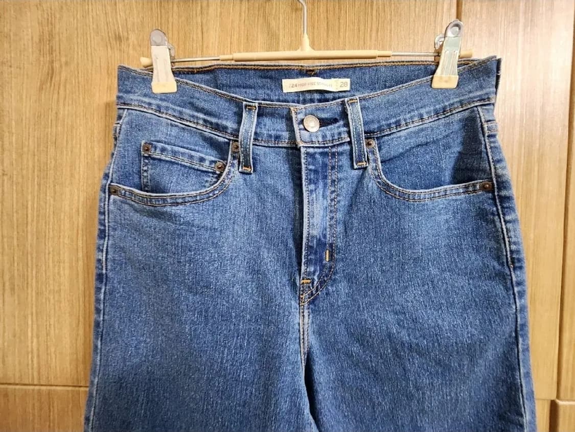 (28)여성 리바이스 하이라이즈 724 슬림 스트레이트 데님 팬츠  상품이미지3