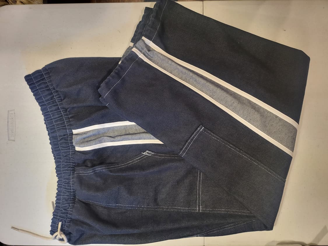 라인 데님 와이드 트레이닝 팬츠 상품이미지3