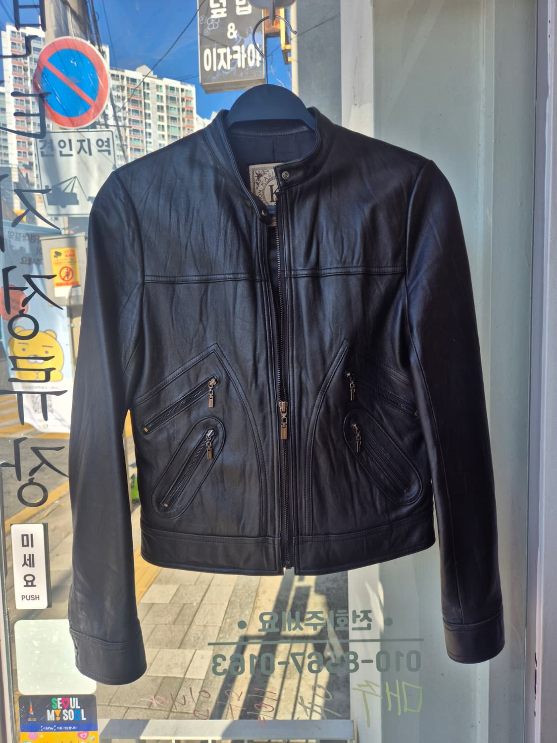 카시바오 양가죽 여성 자켓 블랙 66사이즈 상품이미지1