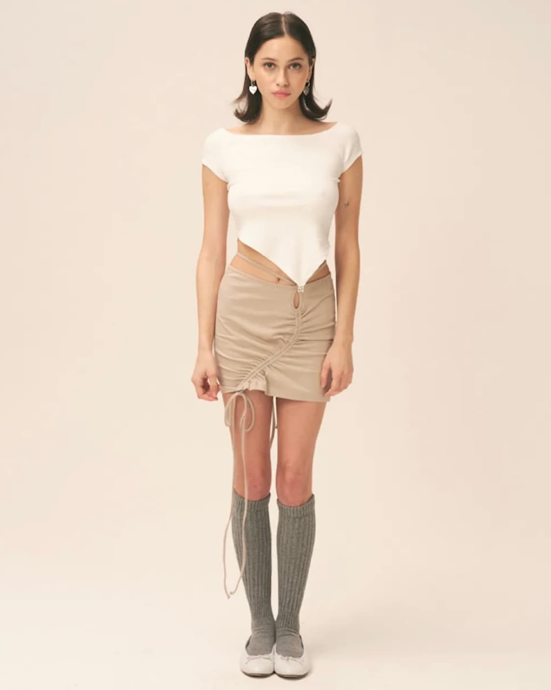 글로니 TAMPA SHIRRING SKIRT (SAND) 상품이미지1