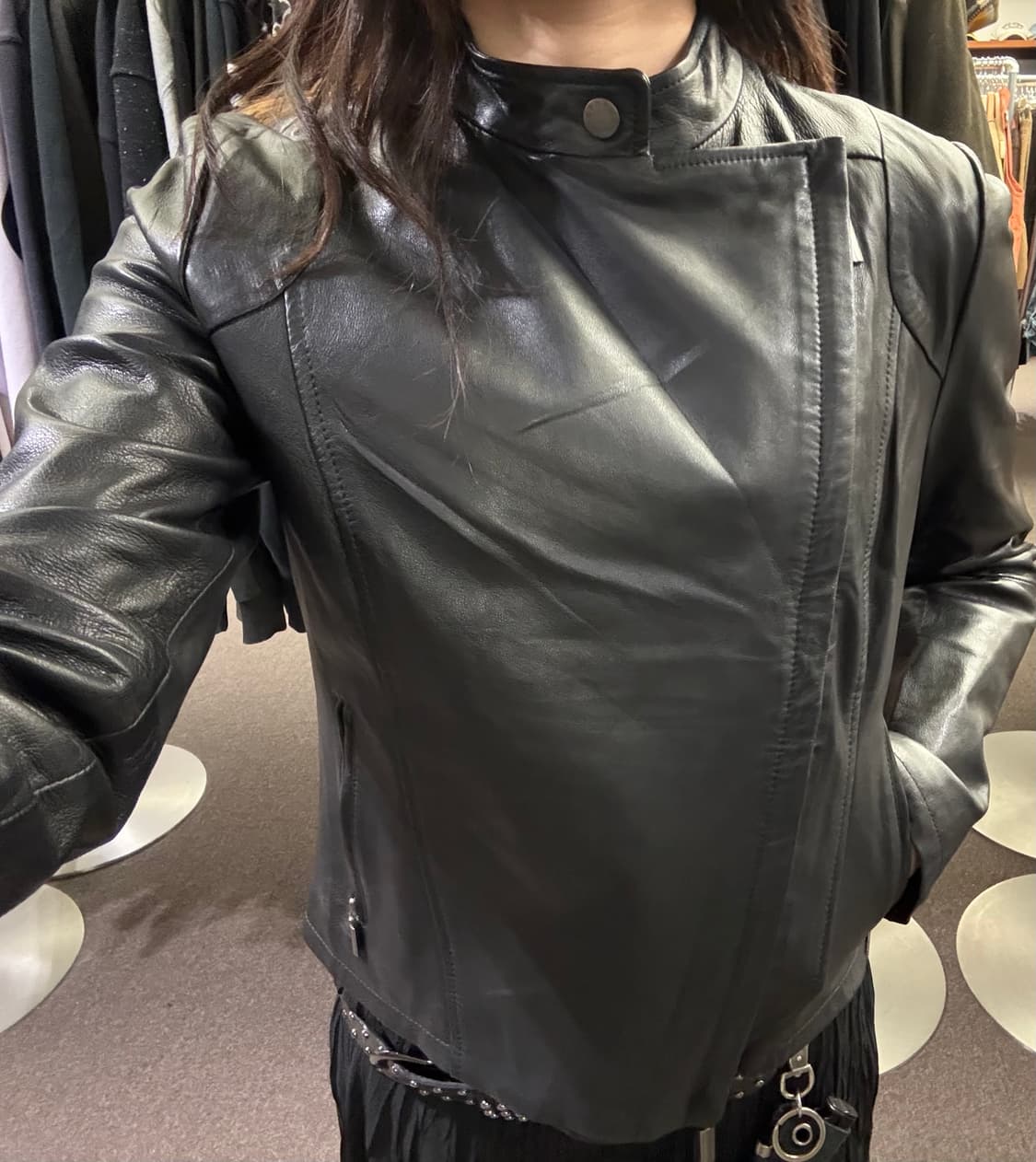 28)Max Mara 막스마라 여성 2way 지퍼 가죽 자켓 상품이미지3