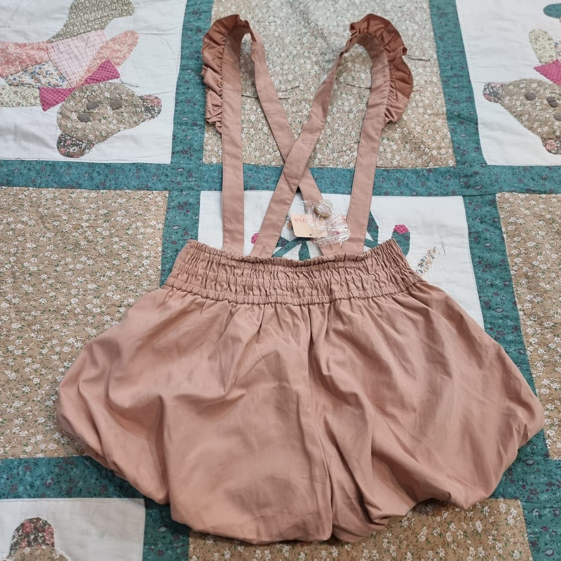 Liz Lisa 핑크 베이지 벌룬 멜빵 큐롯 팬츠  상품이미지4