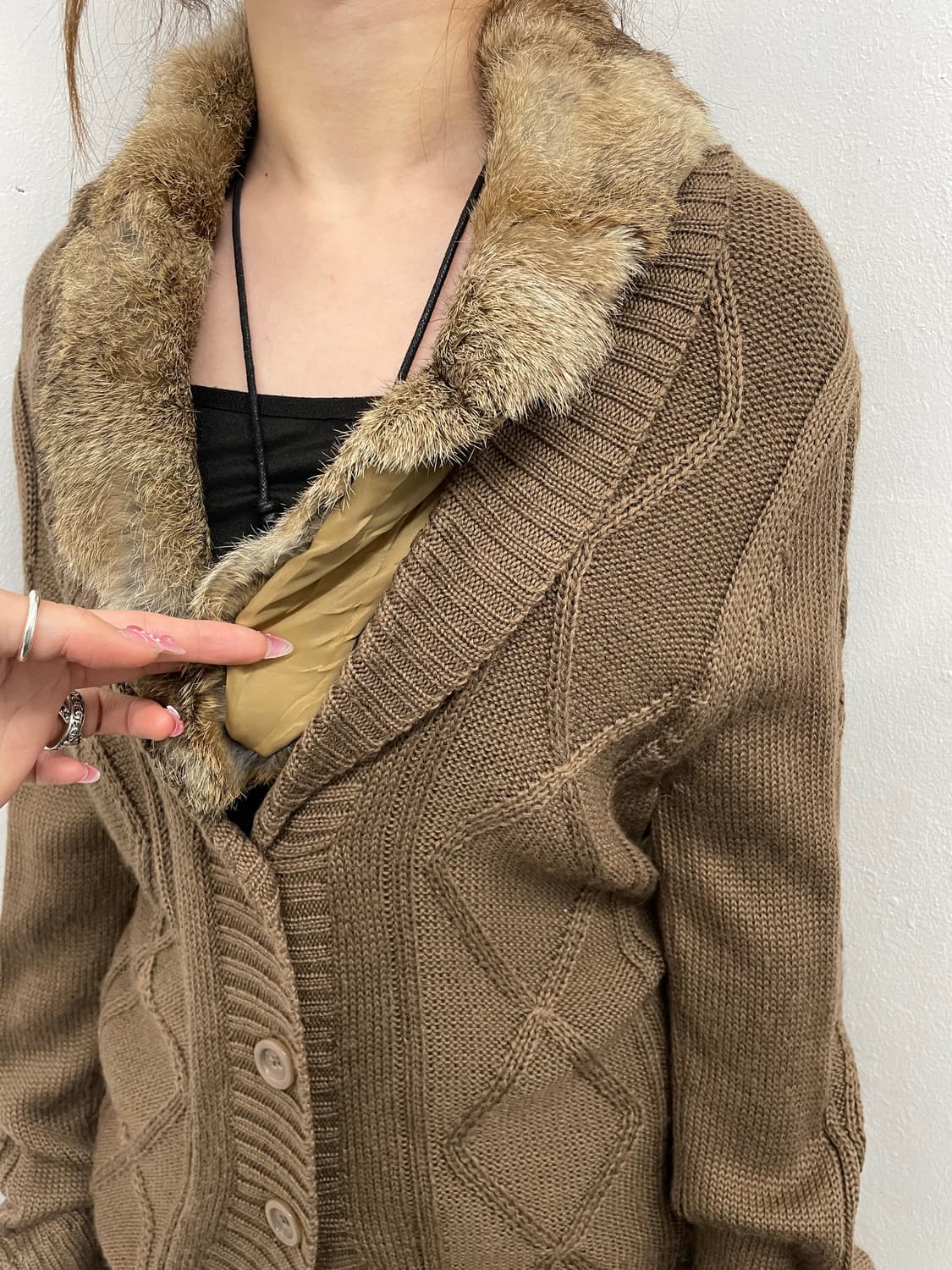 브라운 꽈배기 버튼 니트 가디건 상품이미지6