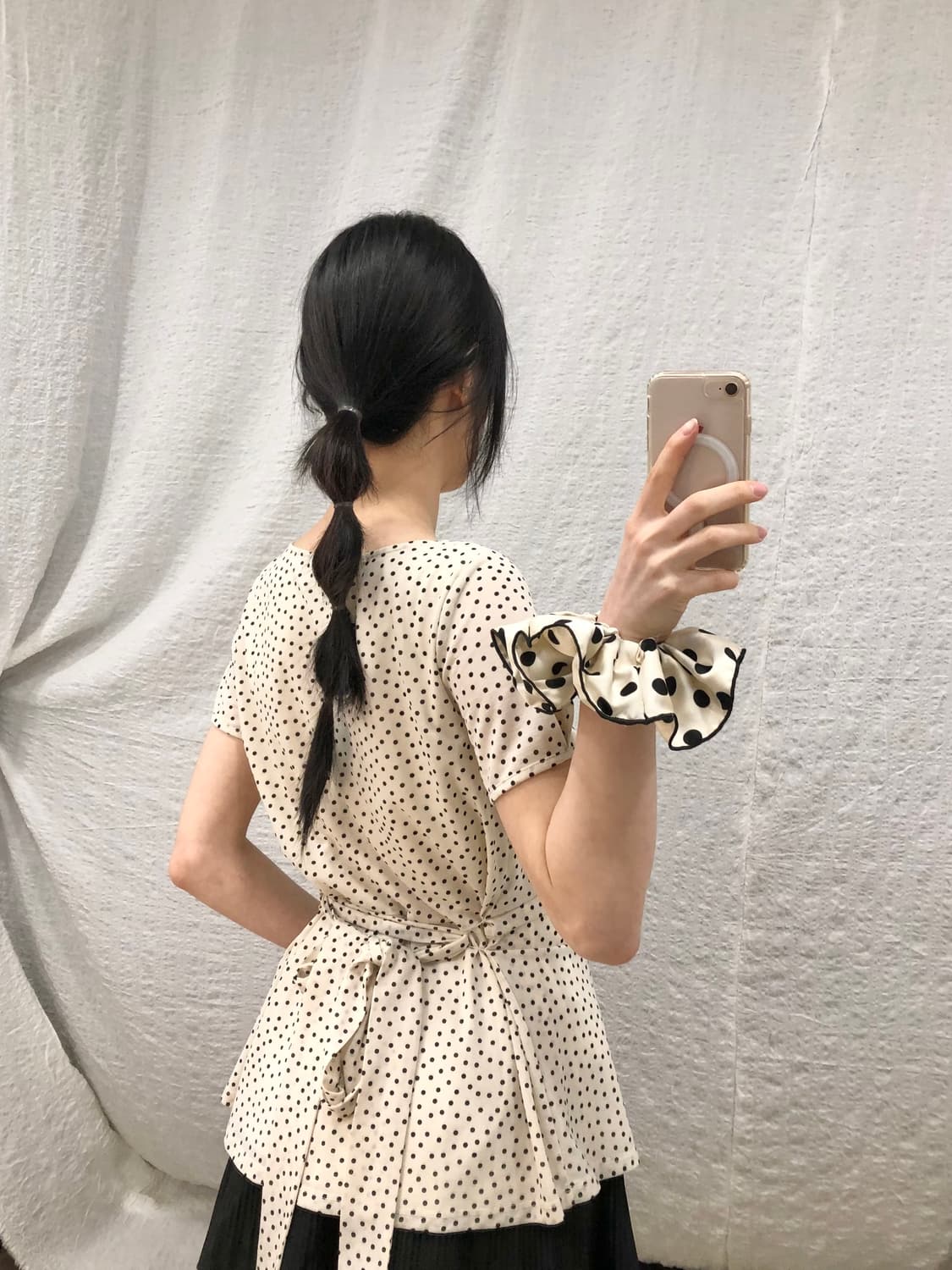 Dot ribbon blouse top 상품이미지1