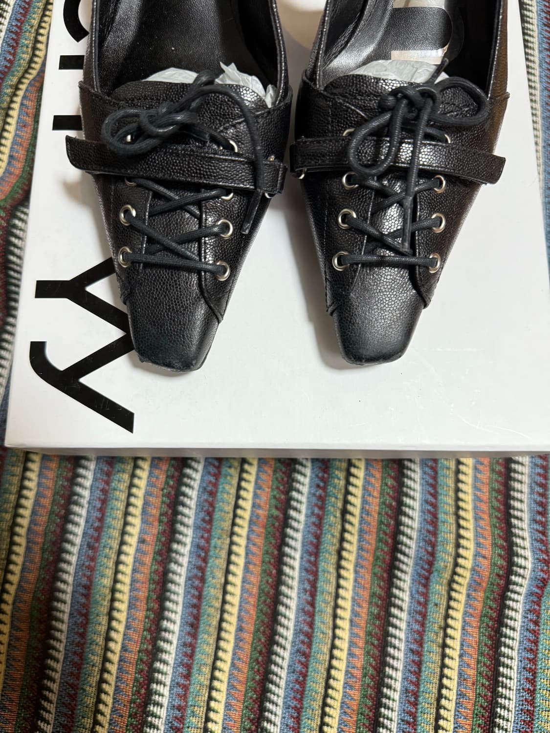 open yy Lace up pointy heel 상품이미지3