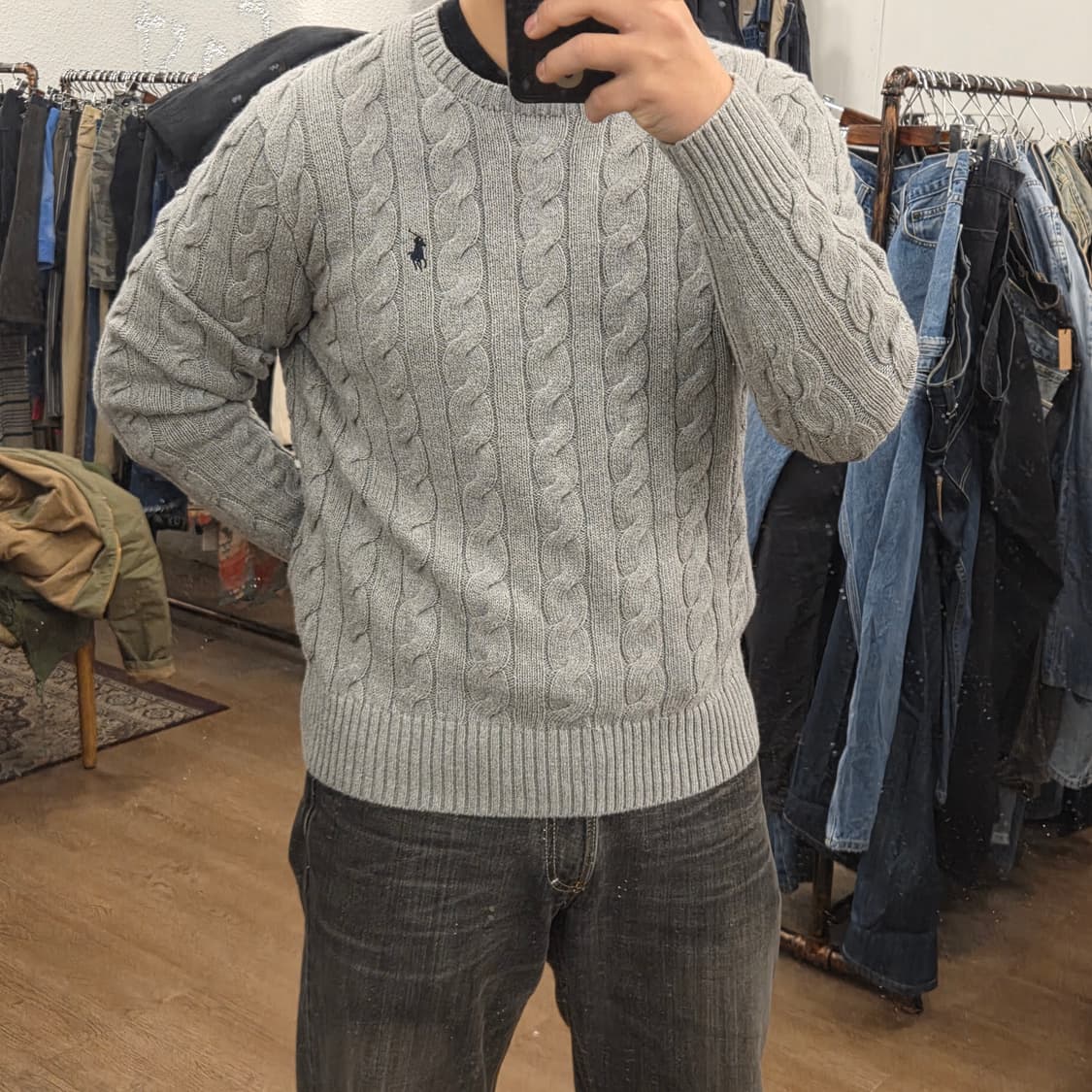 폴로 케이블 니트 꽈배기 니트 s 신형 큐알택 상품이미지6