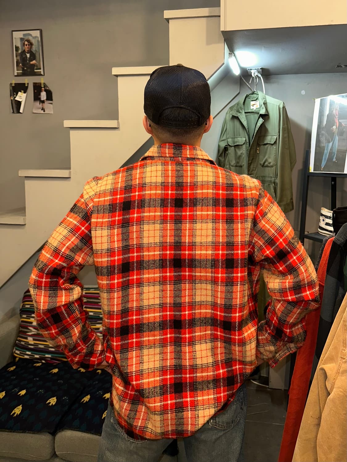 80-90’s Wrangler check flannel shirt 상품이미지2