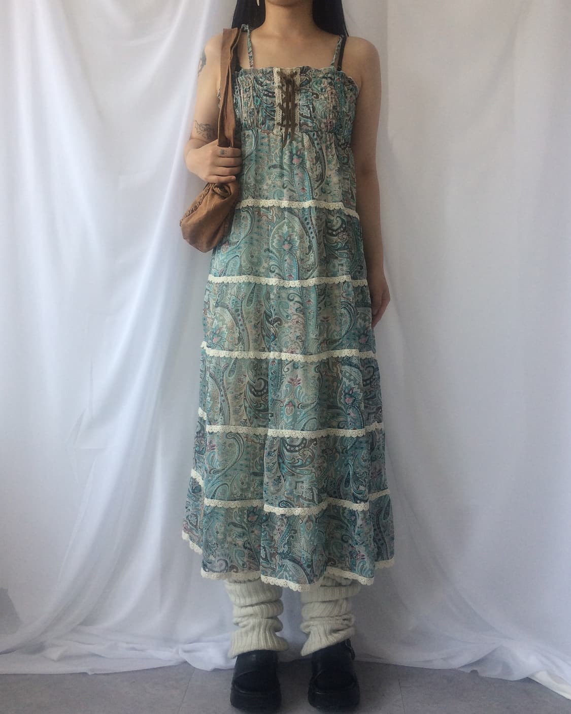 Lace up point paisley pattern sleeveless 상품이미지1