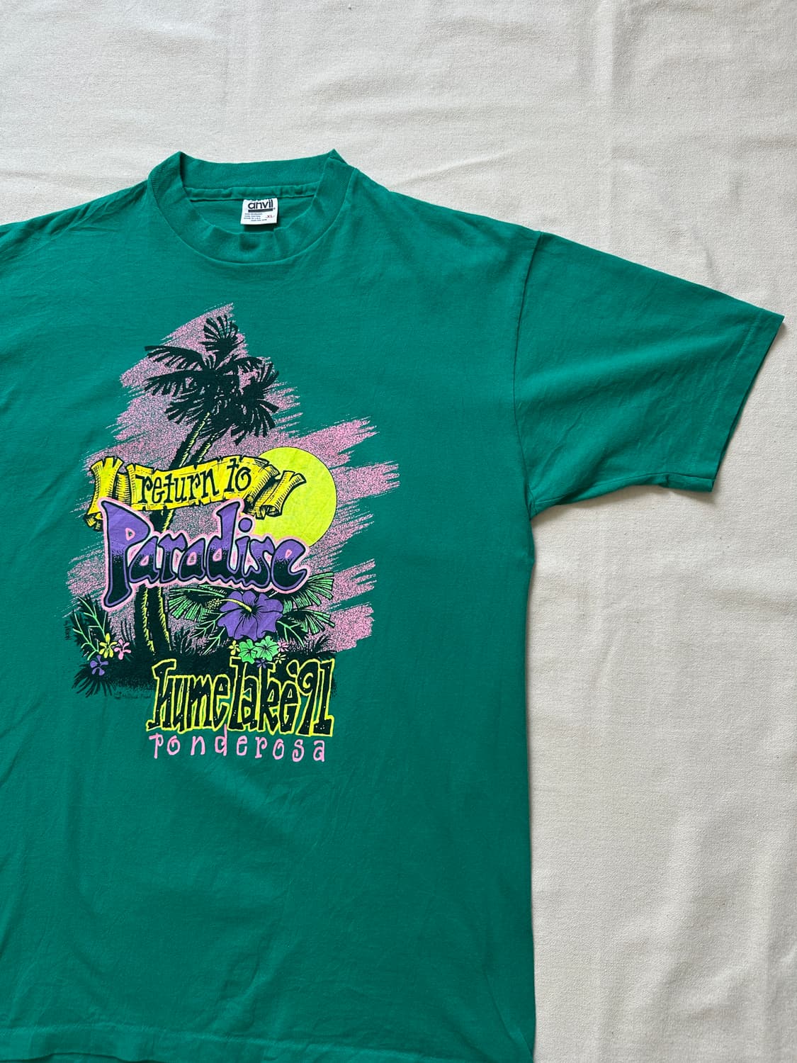 Anvil 90s USA 트로피컬 그린 파라다이스 그래픽 티셔츠 XL 상품이미지6