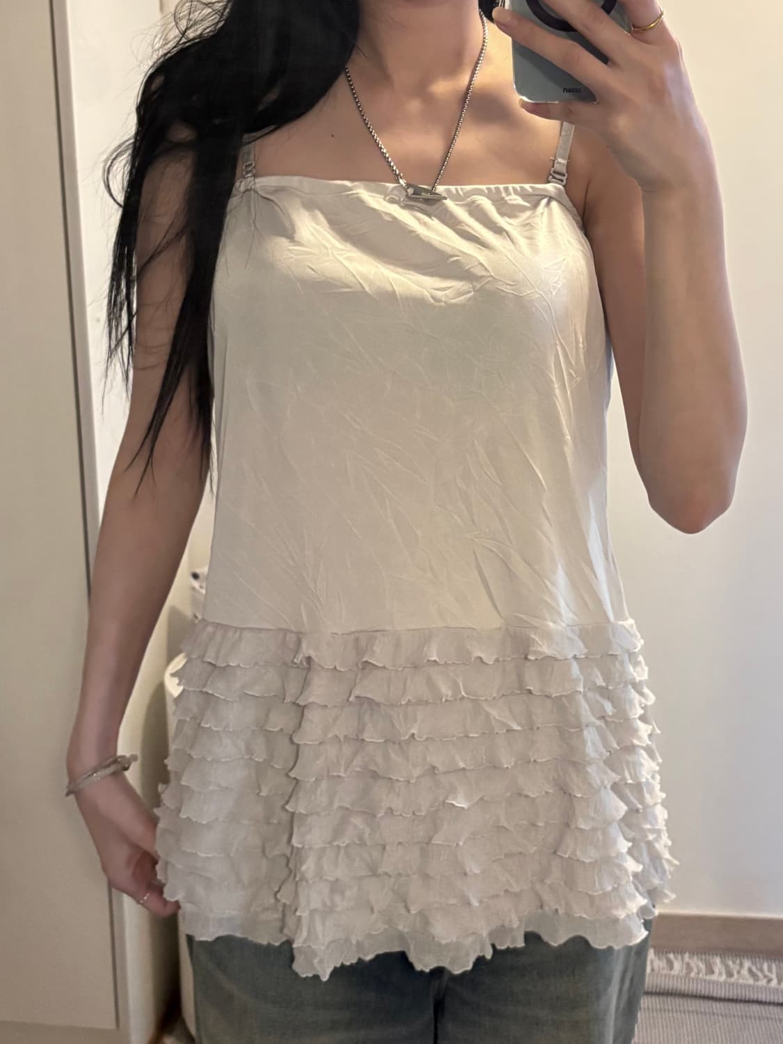 Japanese Vintage Grey Frill Sleeveless  상품이미지2