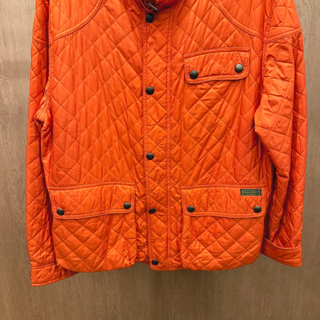 폴로 랄프로렌 퀼팅 자켓 다이아 퀼팅 스냅 포켓 디테일 오렌지 상품이미지5