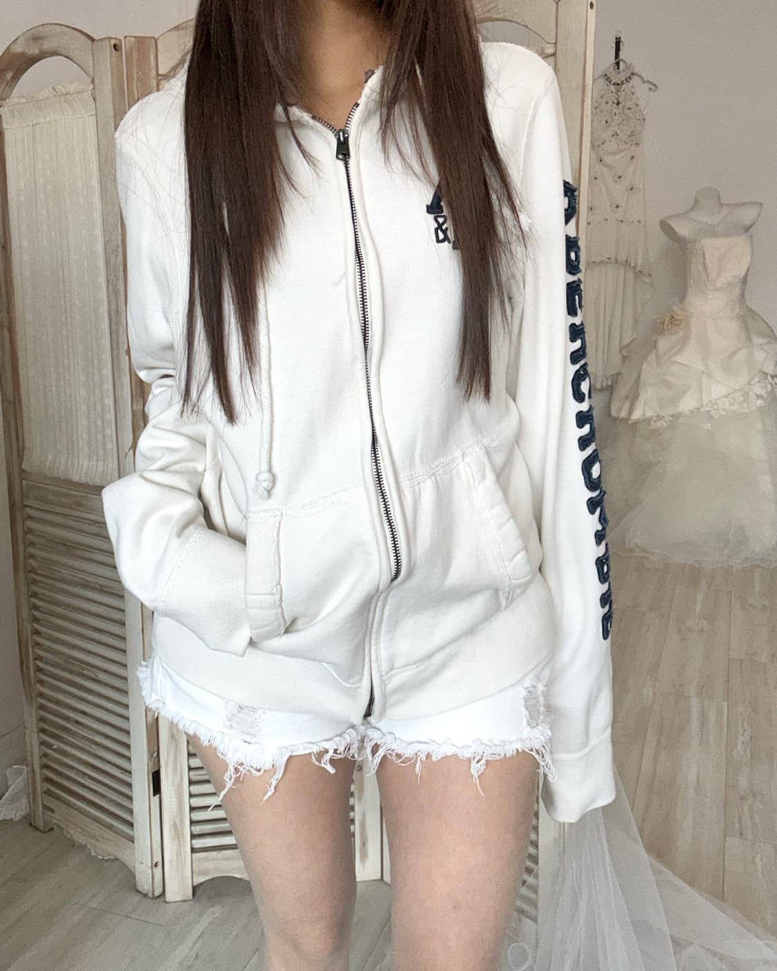 y2k fairy White denim short pants  상품이미지3