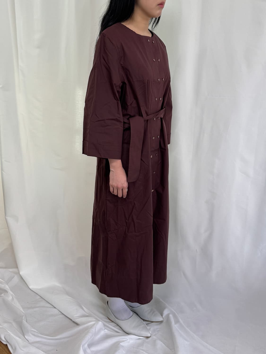 Soeur 와인색 셔츠 원피스 상품이미지3