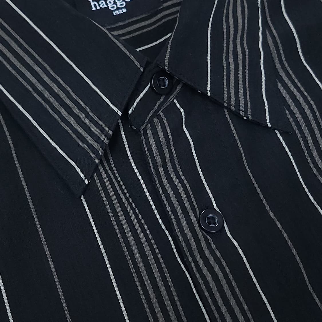 (L)haggar 남자 스트라이프 반팔 셔츠 브라운 갈색 남방 상품이미지5