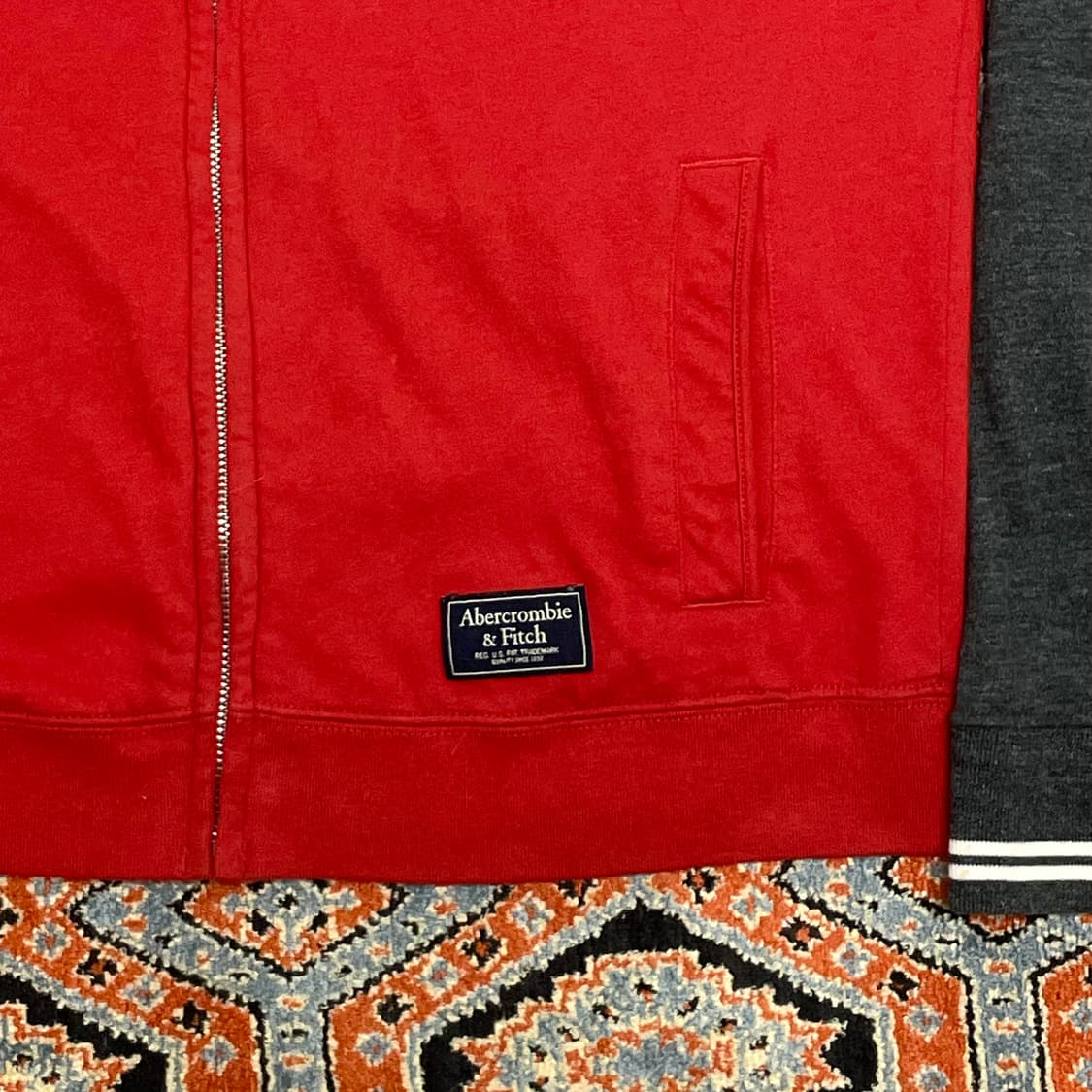 아베크롬비 나그랑 레드 면 집업 져지 자켓 남성M  상품이미지3