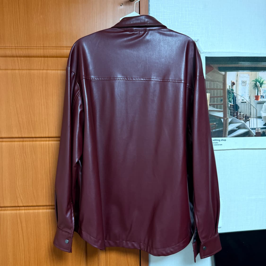 자라 버건디 에코레더자켓  상품이미지2