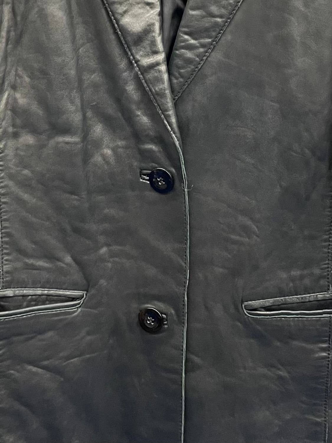 vtg Lambskin 투버튼 레더 블레이저 상품이미지6