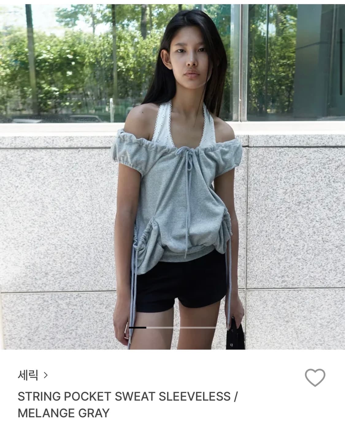 세릭 스트링 포켓 슬리브리스 멜란지 그레이 상품이미지1