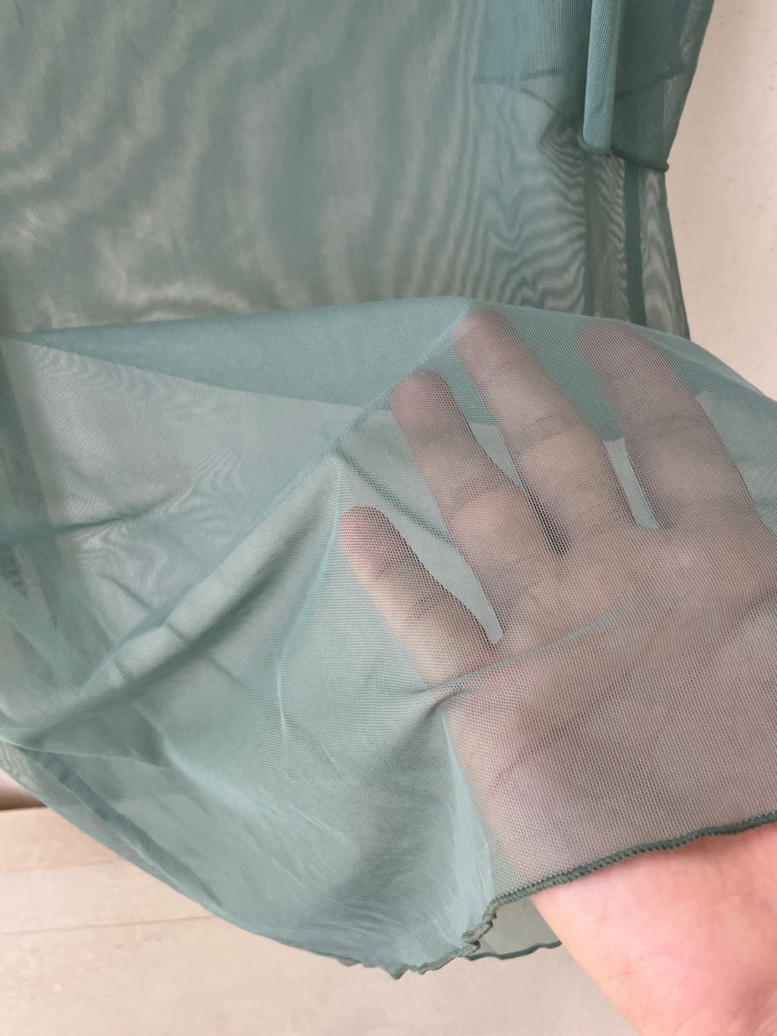 mint sheer frill layered half t-shirt 상품이미지5