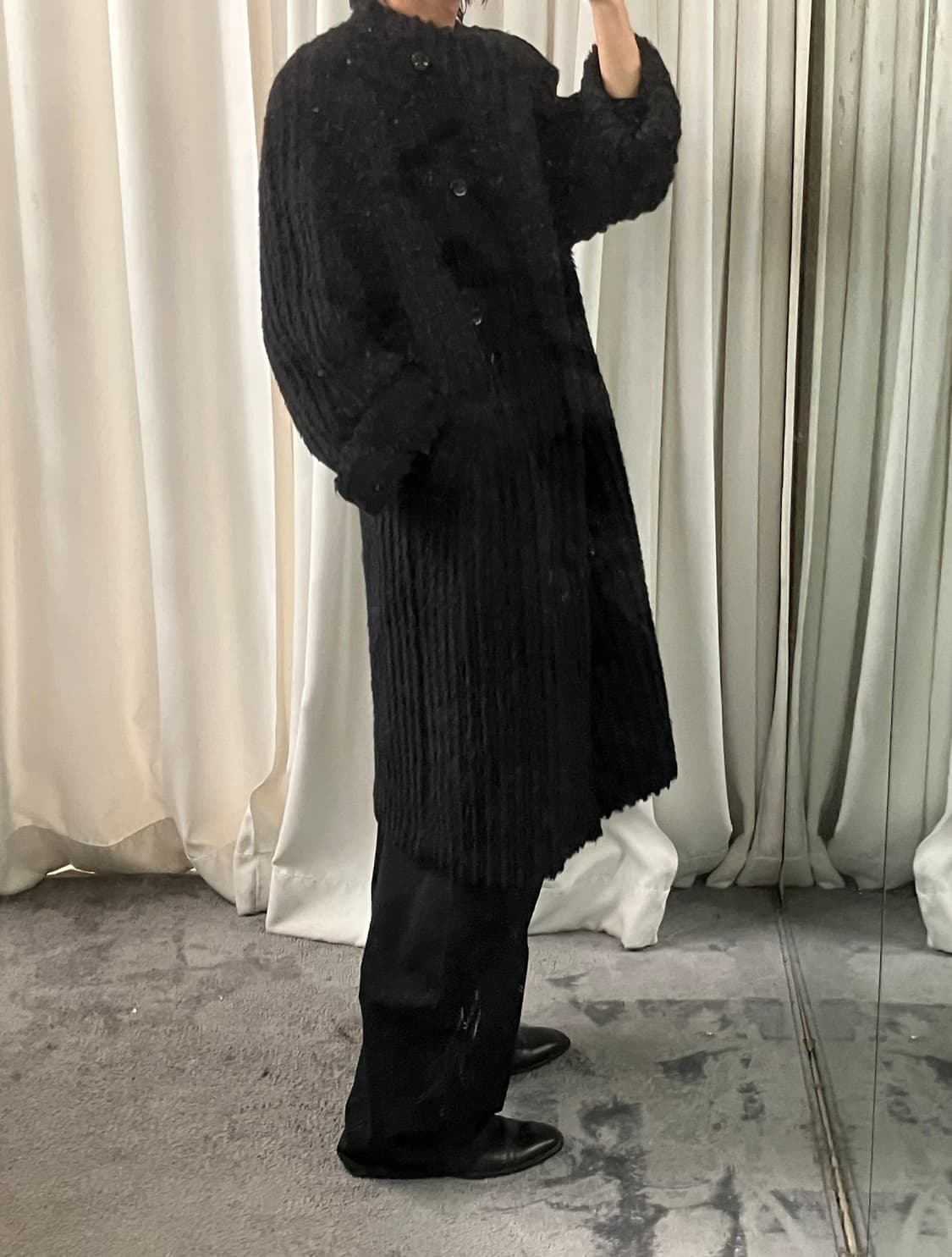 JPN VTG 빈티지 블랙 알파카 롱코트 상품이미지7