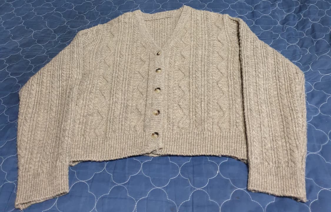 크롭 니트 가디건 다크베이지 (M) 상품이미지1
