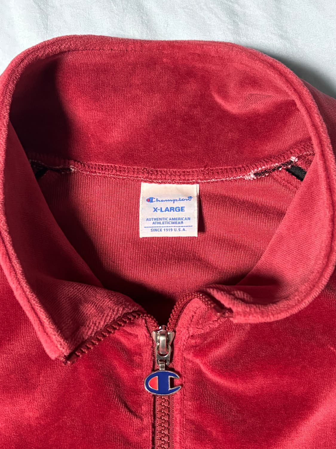 XL) 챔피온 벨루어 카라넥 집업 / 벨루어 롱 팬츠 다크 와인 셋업 상품이미지3