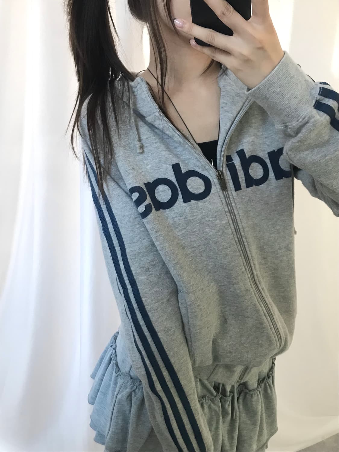 Adidas 아디다스 그레이컬러 로고 코튼 후드집업  상품이미지1