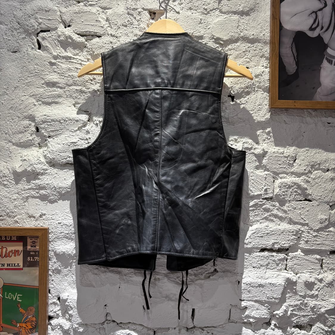 90s Schott WESTERN 쇼트 웨스턴 레더 가죽 베스트 상품이미지6