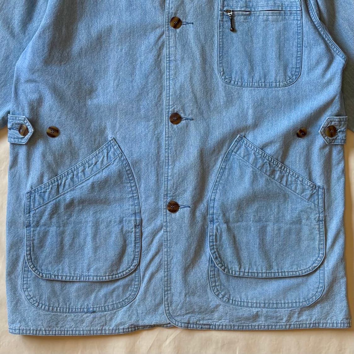 [102-105] 80s USA EAST WEST 샴브레이 데님 헌팅자켓 상품이미지4