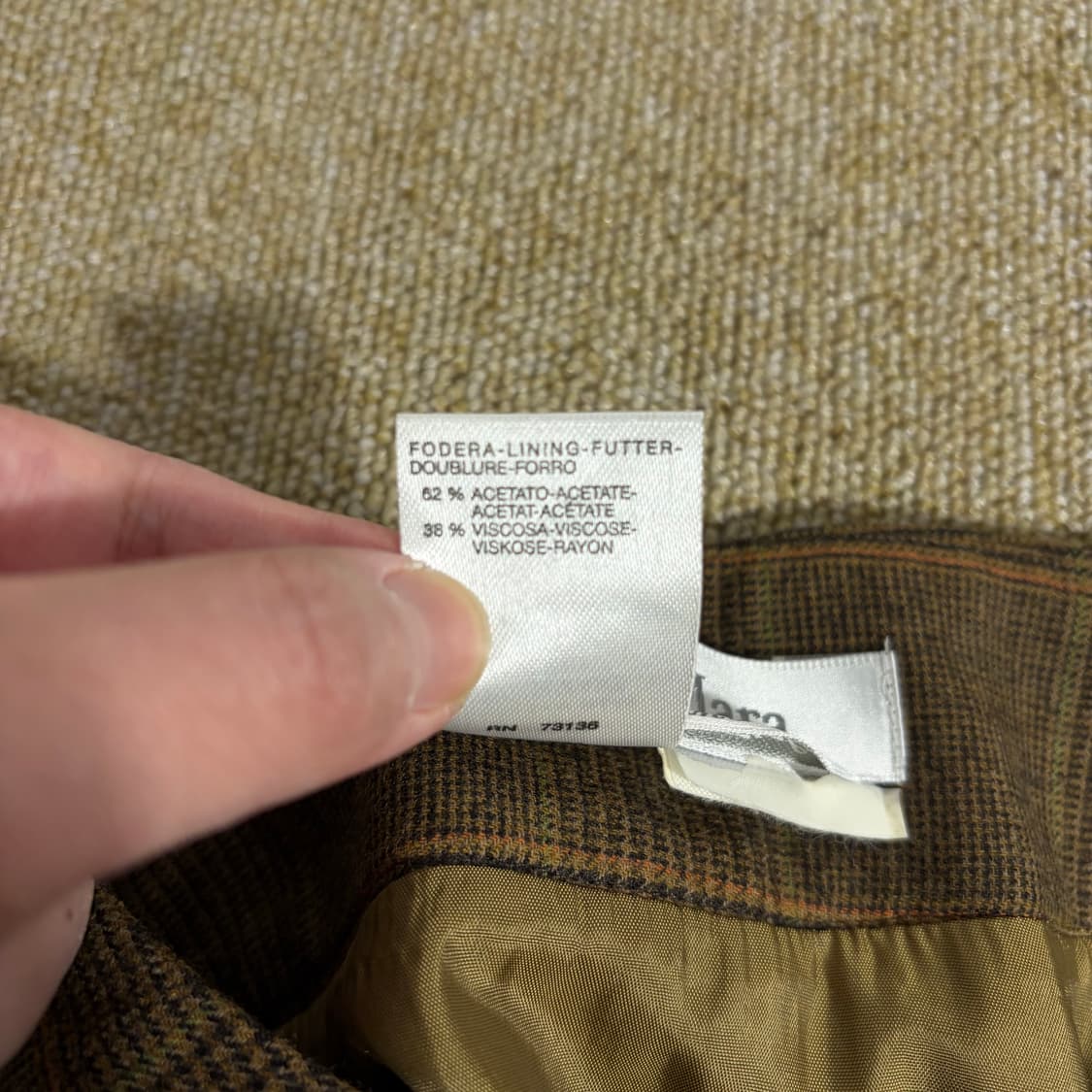 막스마라 베이지 블랙 글렌 체크 울 혼방 H라인 스커트(Free) 상품이미지5