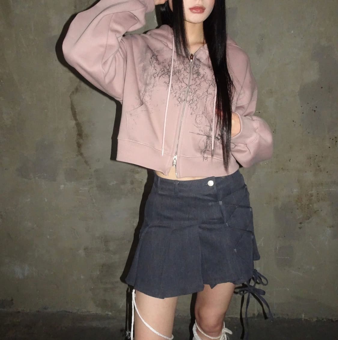 플러피 오버사이즈 후드집업(누디핑크) 상품이미지5
