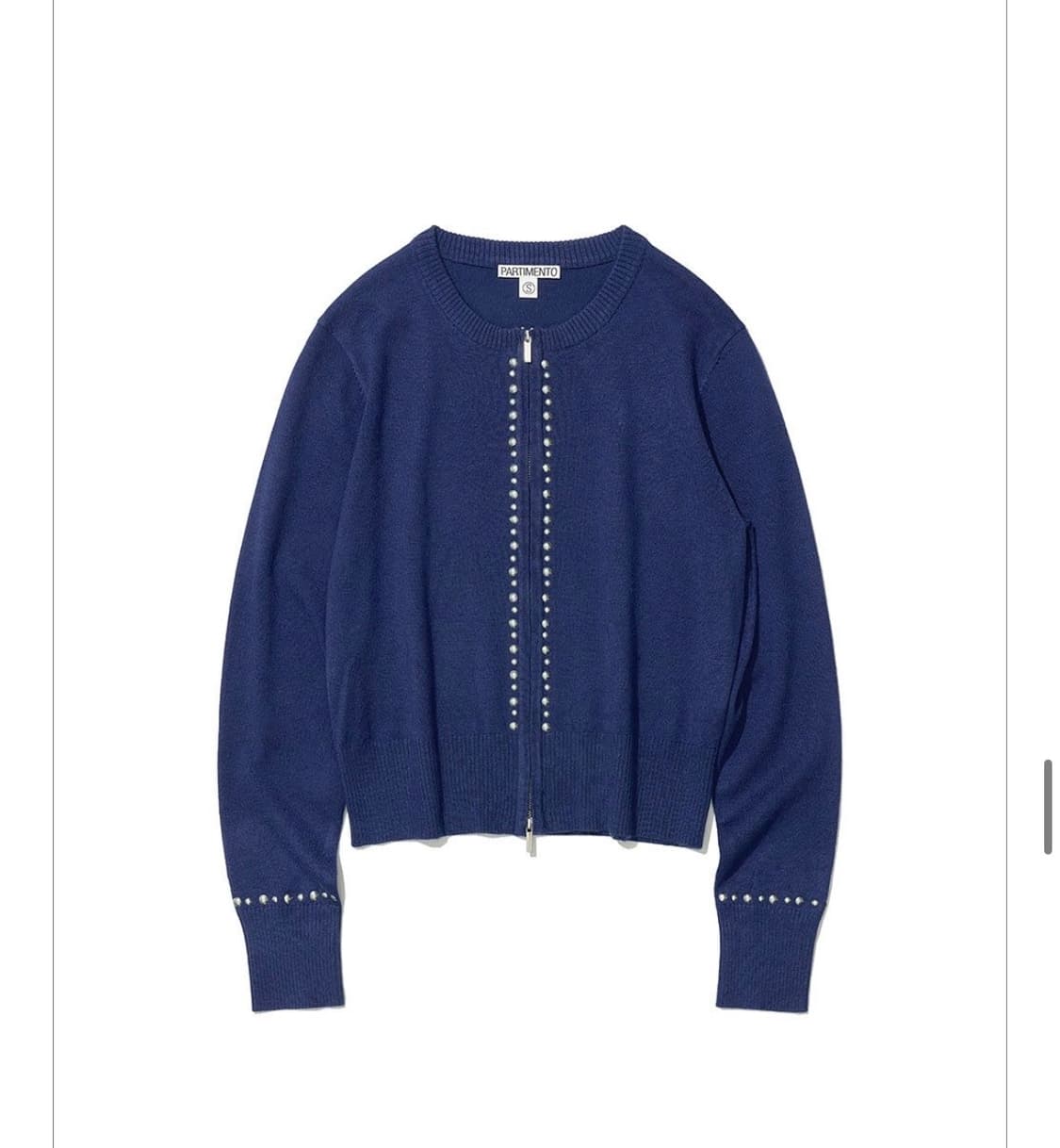 파르티멘토 우먼 스터드 집업 니트 가디건 네이비 상품이미지1