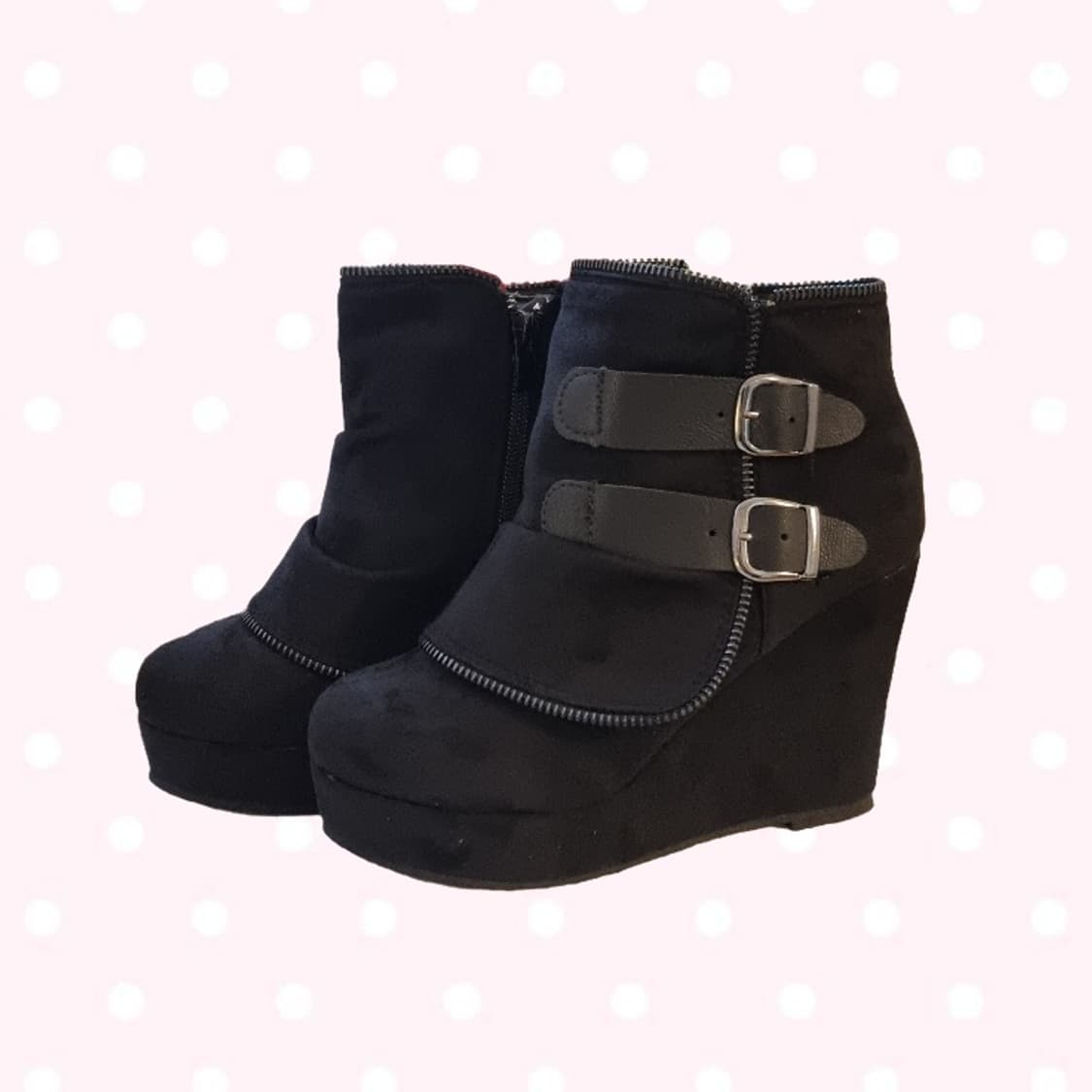 오네갸루 펑크 웨지힐 통굽 부츠 상품이미지1