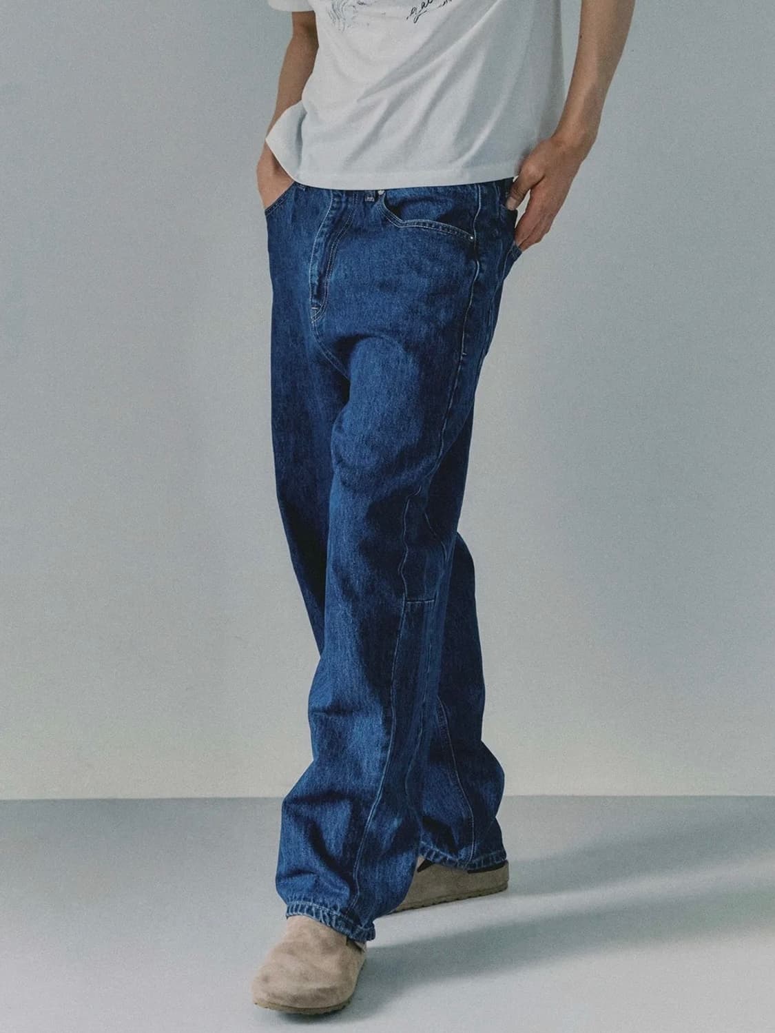 플랙 이집트 커브드 와이드 P53 미드 블루 데님팬츠 상품이미지1