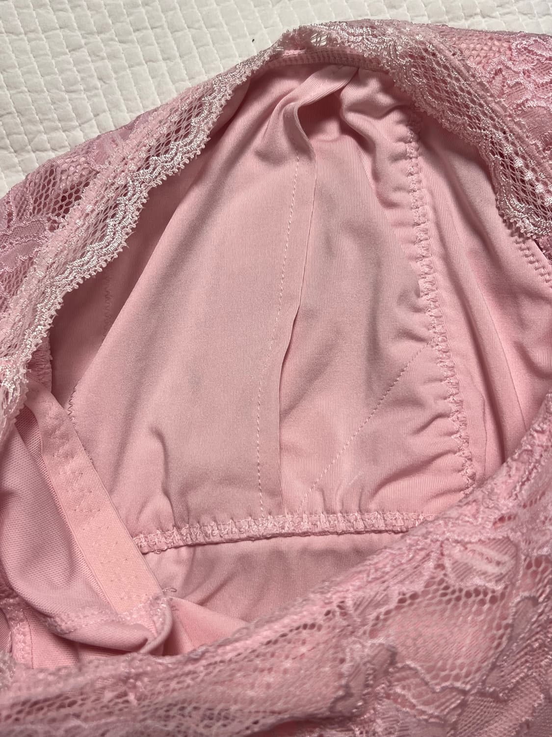 브라데리스 핑크 캐미솔 레이스 시스루 반팔 탑 상품이미지6