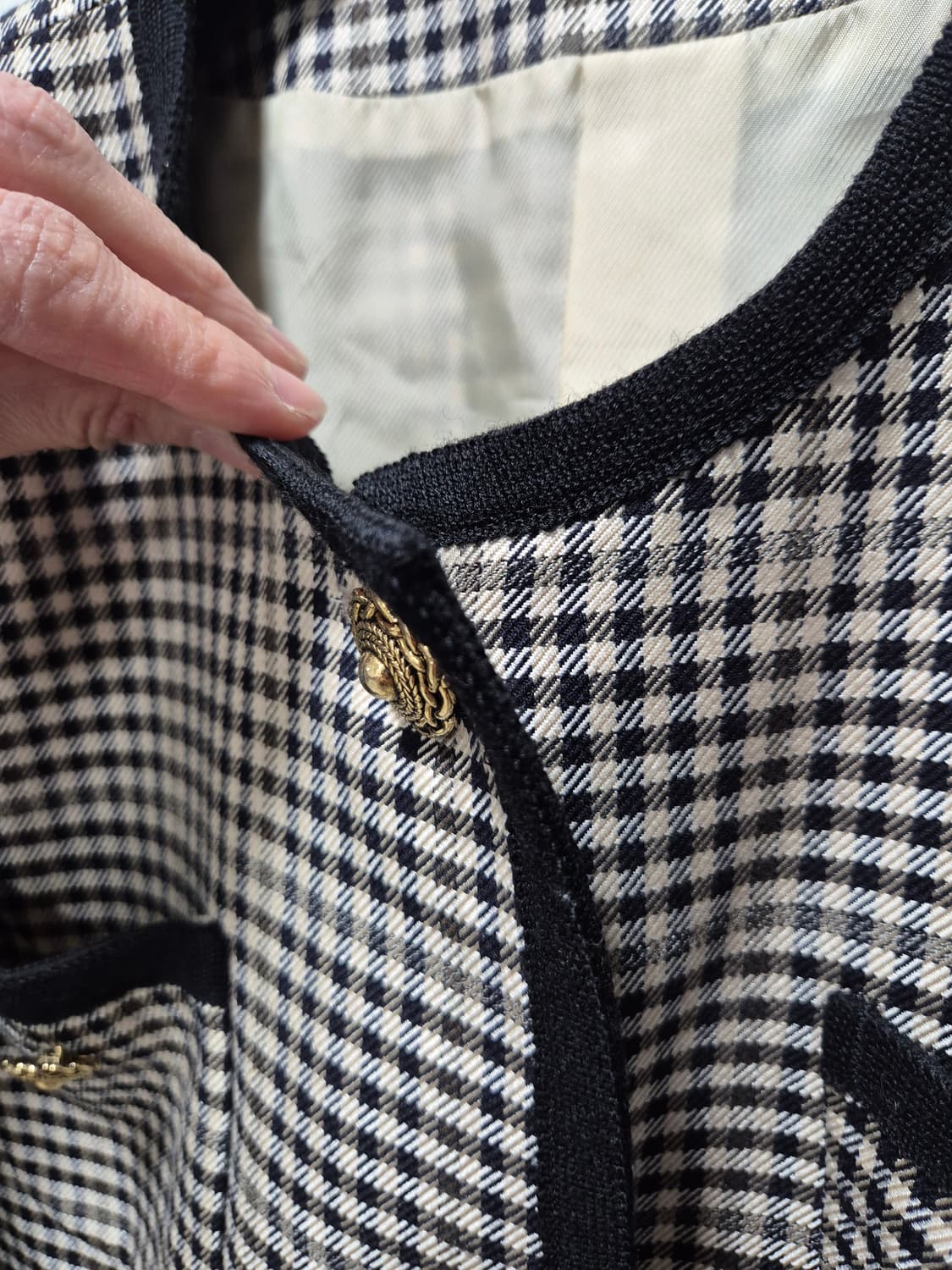 빈티지 체크 트위드 금장 버튼 자켓 상품이미지5
