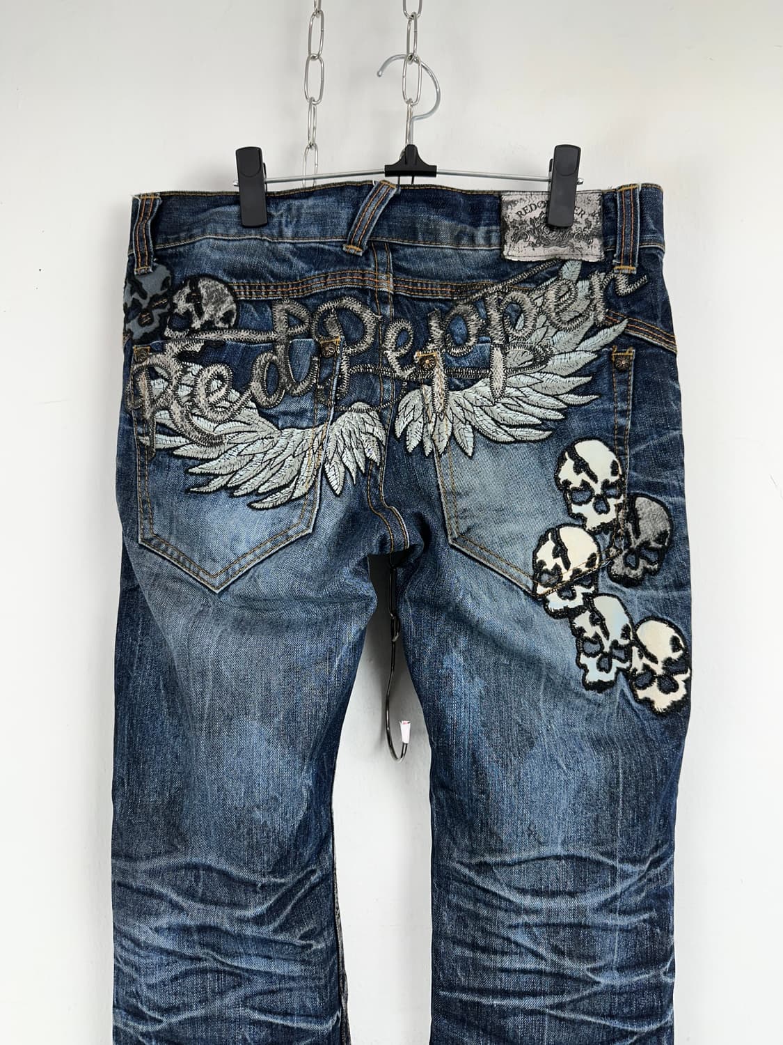 Red Pepper Wing Skull Embroidered Denim  상품이미지5