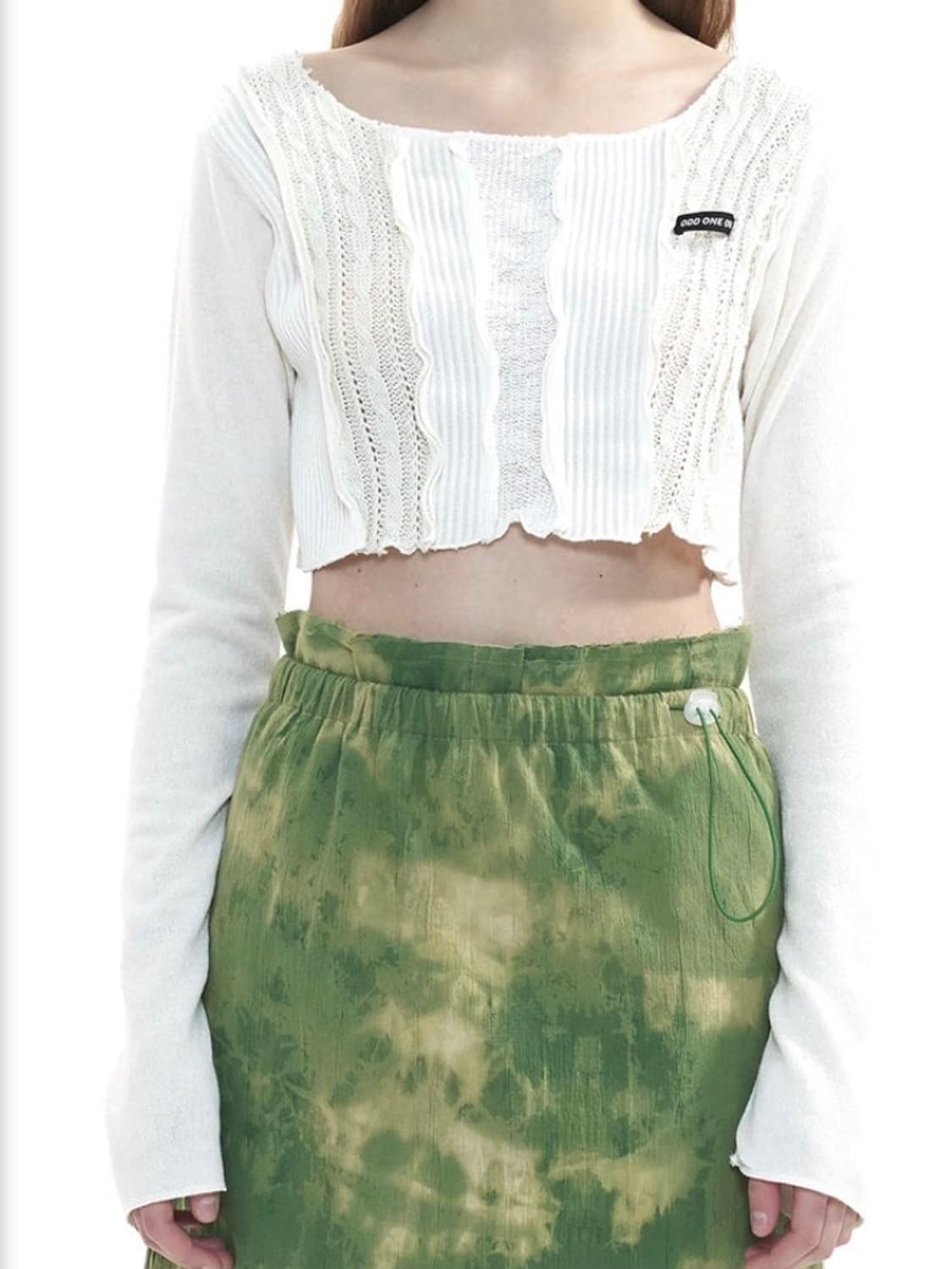 오드원아웃 패치워크 크롭 니트 상품이미지2