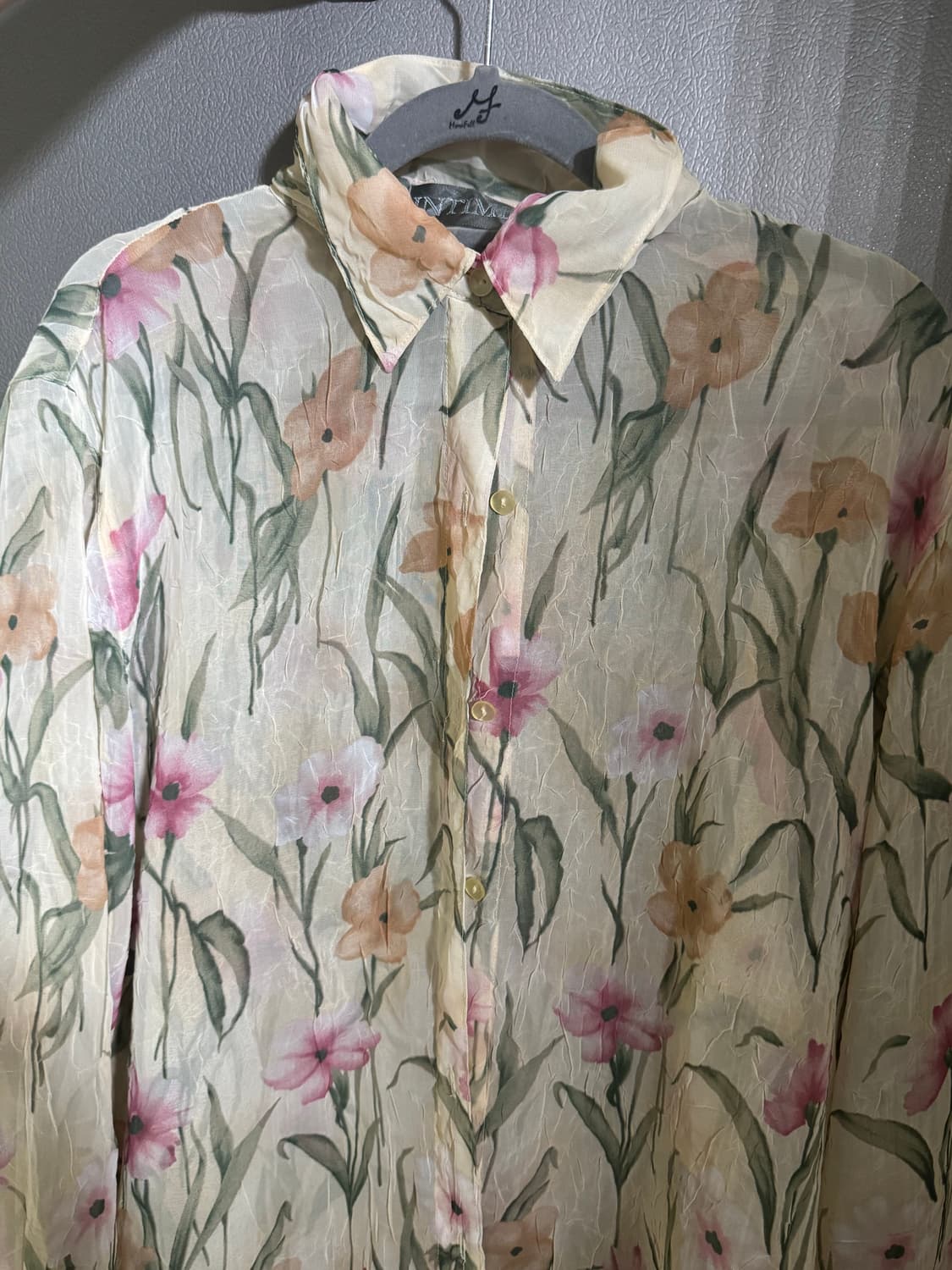 Flower sheer shirt 플라워 쉬어 빈티지 링클 셔츠 상품이미지3