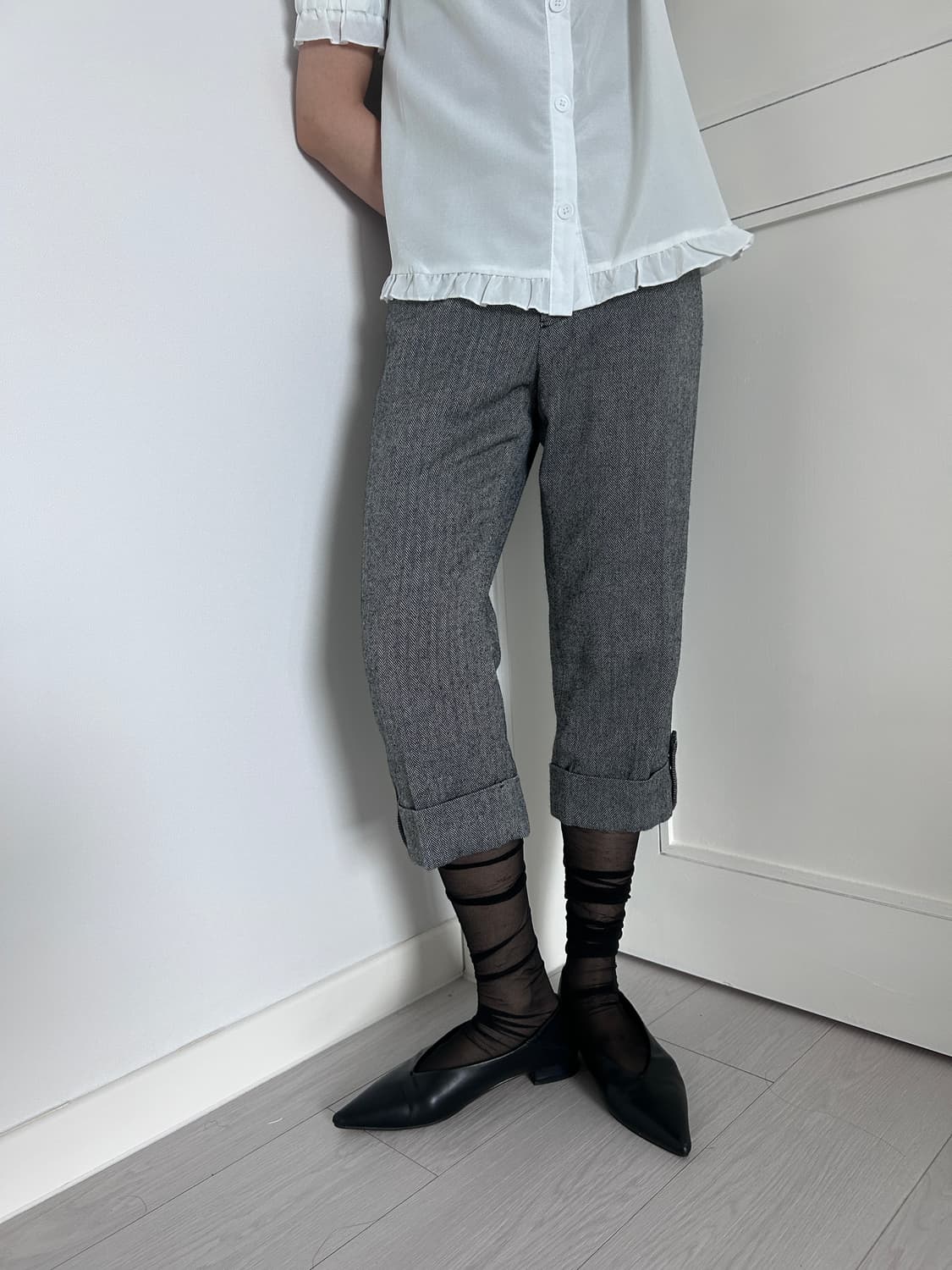 Grey Herringbone Capri Pants/빈티지 카프리 팬츠 상품이미지1