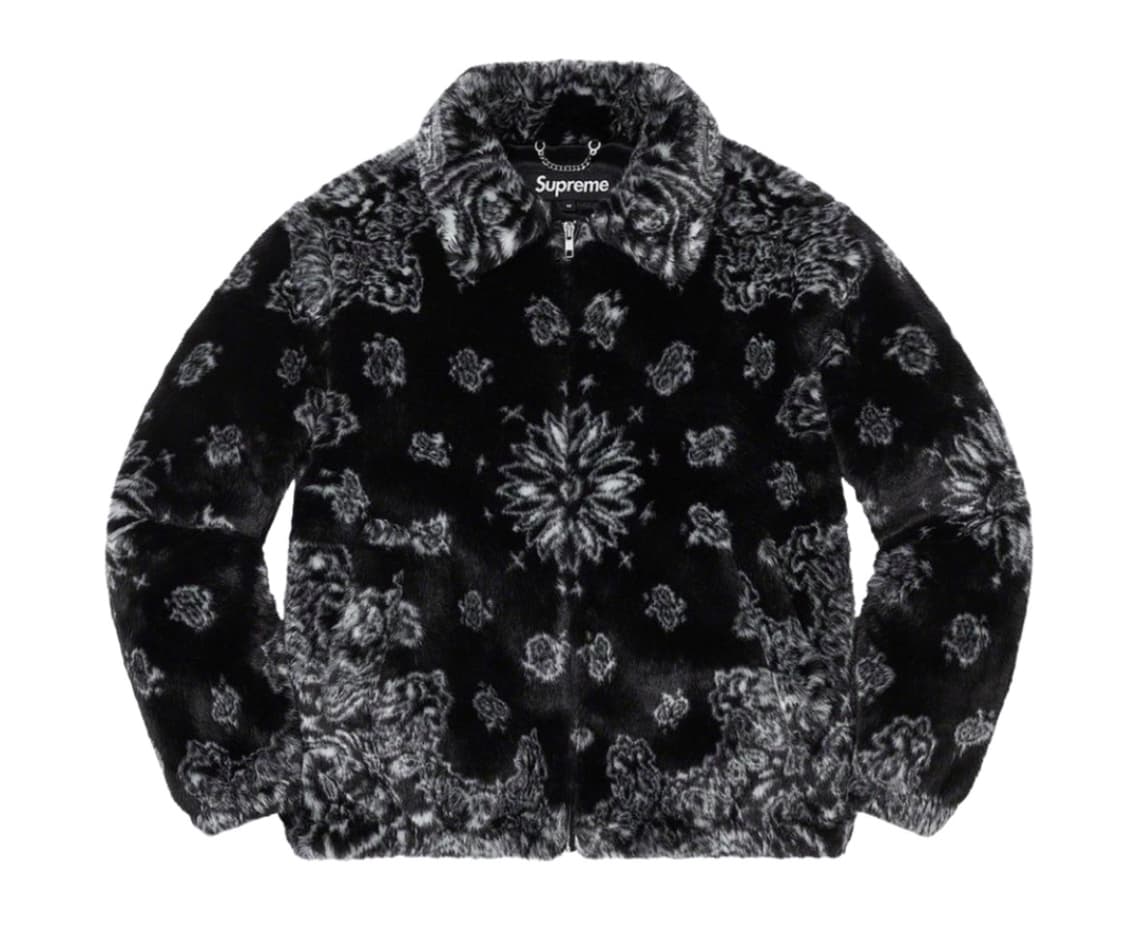 [L] 슈프림 21ss 반다나 퍼 봄버자켓 블랙 상품이미지1