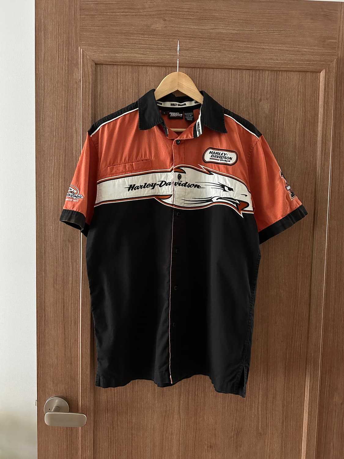 Harley-Davidson 레이싱 자수 반팔 셔츠 S 상품이미지2
