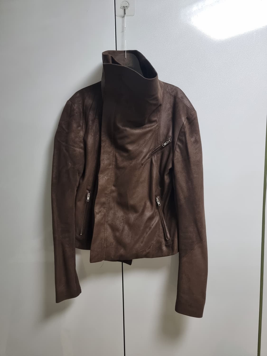 다크브라운 스웨이드 그런지 하이넥 자켓 릭오웬스 느낌 상품이미지5