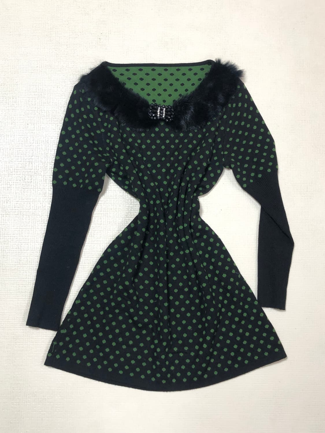 빈티지 블랙 그린 도트 원피스 상품이미지8